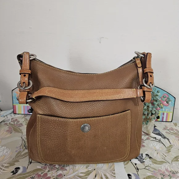 Coach Chelsie Pebbled Leather Shoulder Bag in Brown - Picture 2 of 9
